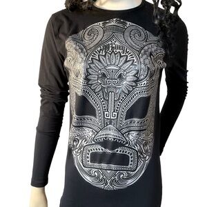 AY GUEY. Wearable Art. Luchador  long sleeve stretch tee. Hand painted Luchador